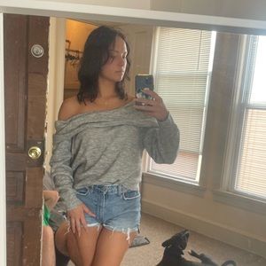 Heather Grey Off the Shoulders Sweather